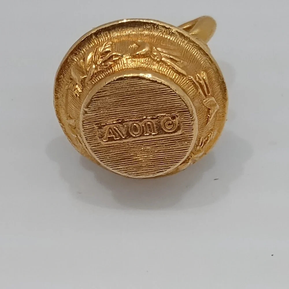 Vintage Avon Gold Tone Rose Pitcher in Basin Charm Miniature Jug Pendant Signed